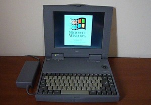 PC-9821 Lt/ 350A　MS-DOS専用作動として設定　MS-DOS 6.2 、Windows 3.1、ビープ音演奏作動