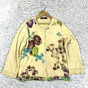 レオナール 花柄 カーディガン ベージュ シルク カシミア LL YA4985