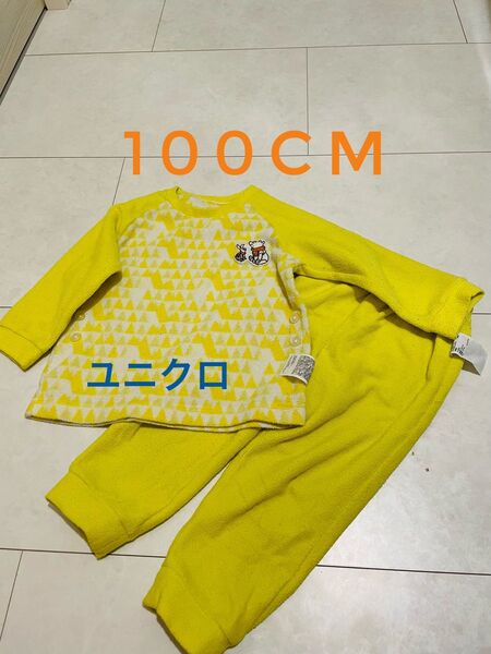 100cm ユニクロ フリースパジャマ プーさん ディズニー 冬 寝巻き 部屋着 上下セット 長袖パジャマ ルームウェア
