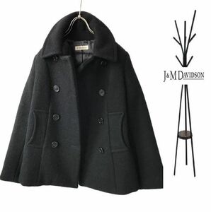 J&M Davidson 　 デヴィッドソン 　ウール100％　 Pコート 　ウール100％ 　黒 　アングローバル