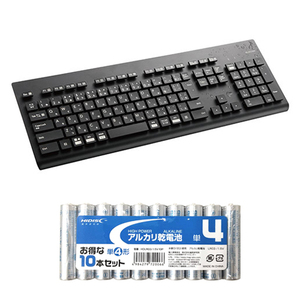  Elecom ... anti-bacterial Bluetooth keyboard + alkaline battery single 4 shape 10ps.@ pack set TK-WS03BMKBK+HDLR03/1.5V10P