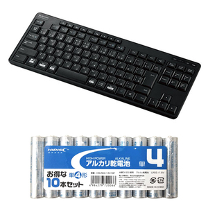  Elecom Bluetooth quiet sound compact keyboard + alkaline battery single 4 shape 10ps.@ pack set TK-FBM117SKBK+HDLR03/1.5V10P