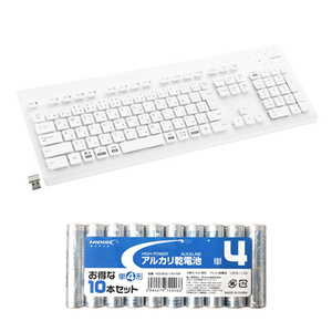  Elecom ... anti-bacterial wireless keyboard + alkaline battery single 4 shape 10ps.@ pack set TK-WS02DMKWH+HDLR03/1.5V10P