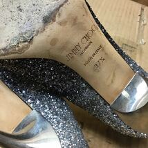 ジミーチュウ ピンヒールポインテッドトゥパンプス ラメグリッター レディース 37 1/2 JIMMY CHOO ヒール 10cm 甲幅 8cm 中古_画像8