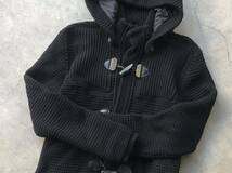 イタリア製 Bark ワッフル編み 肉厚ウールニット ダッフルコート M バーク メンズ ブルゾン ジャケット ブラック 黒_画像6