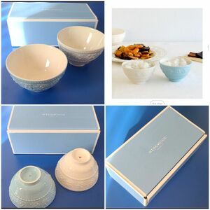 Wedgewood　ウェッジウッド　ペア小鉢　マルチボウル　お茶碗　BLUE&Ivory　ブルー&アイボリー