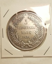 パプアニューギニア（ドイツ）　５マルク銀貨（極楽鳥）　のレプリカ_画像3