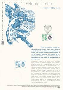 外国切手（フランス郵政発行：ドキュマン）2013年10月12日発行 切手の日 単片1種 - 女性 気球