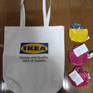 IKEA KNLIG クノーリグキーリング, Sイエロー・ピンク EFTERTRDA エフテルトレーダバッグ, ホワイト4点セット