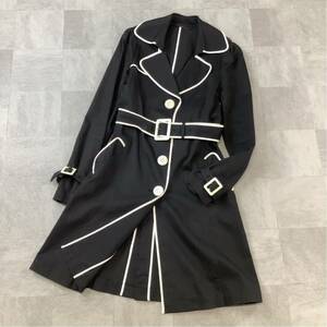  superior article MORGAN Morgan piping trench coat lady's 36 S size black white 