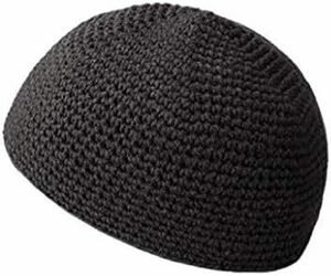01-ブラック メンズ シームレス コットン イスラム帽 メンズニット帽 イスラムワッチキャップ 帽子 ワッチキャップ ビーニー