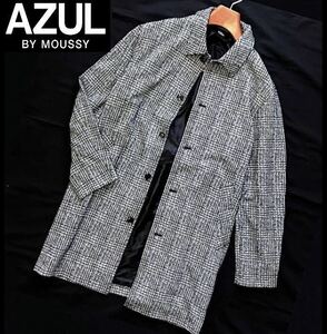 新品【メンズL】黒 秋冬 AZUL BY MOUSSY アズールバイマウジー ニットジャガード チェスターコート アウター