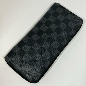 美品 現行 LOUIS VUITTON ルイヴィトン ダミエグラフィット ジッピーウォレット ヴェルティカル N63095 ラウンド 長財布