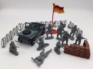 送料無料　約1/32　ドイツ軍　トイソルジャー＆ジープ　プレイセット　フィギュア　おもちゃの兵隊　グリーンアーミーメン