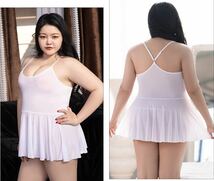 【6358】2XL-3XL 最新作 ホワイト 女王様 光沢 超セクシーコスプレ 大きいサイズ プラスサイズ ランジェリー ぽっちゃり ミニスカ Tバック_画像3