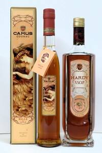 ◎未開栓2本セット◎CAMUS BELLE de CAMUS コニャック 350ml 40％/HARDY V.S.O.P コニャック 750ml 40％ ◎5363-10/5352-3