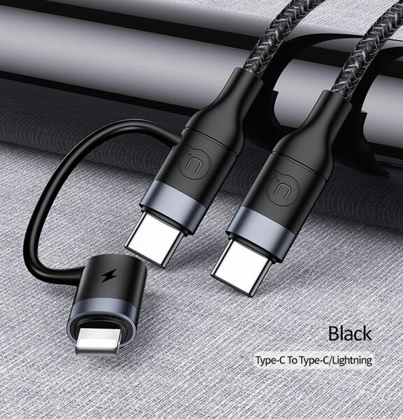 USAMS USB-C to USB-C Lighting PD 2in1