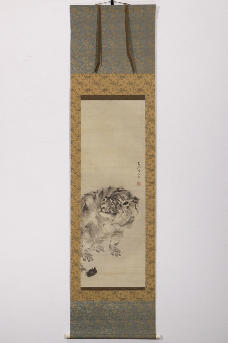[Œuvre authentique] Rouleau suspendu Kishikoma Tigre féroce Peinture animalière d'Edo Le fondateur de l'école Kishi Le tigre de Kishikoma Peinture de la fin de la période Edo Artiste, ouvrages d'art, livre, parchemin suspendu