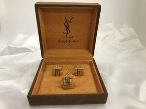 YVES SAINT LAURENT イブサンローラン カフス タックピン セット ゴールド 金色 ロゴ 中古品 YSL ヴィンテージ #193162-1