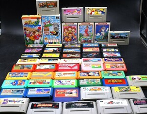 NY11-91【現状品】ファミコン　ゲームソフトまとめ　40本以上　スーパーファミコン　ゲームソフト　動作未確認　中古品　長期保管品