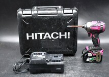 NY11-96【現状品】HITACHI　コードレス　インパクトドライバー　WH18DDL2　パワフルレッド　電動工具　動作確認済　中古品　保管品_画像1