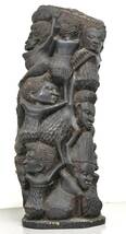 NY11-189【現状品】銘あり　木彫り　民族像　木彫像　アフリカ　彫刻　オブジェ　インテリア　飾り物　置物　高さ：約40㎝　中古品　保管品_画像3
