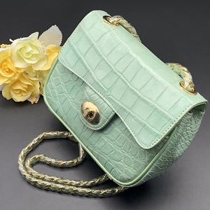 [ free shipping ] genuine article guarantee *. leather car m crocodile small size shoulder bag 61 pastel green 
