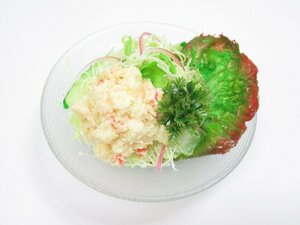 ★【直接引取不可】 食品サンプル ディスプレイ サラダ ポテトサラダ グリーンサラダ ガラス 食器 皿付き 見本品 料理模型 飲食店 置物 飾