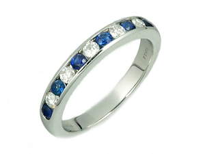  Fuji shop * Tiffany TIFFANY&Co. diamond sapphire Pt950 channel setting half Circle ring #11