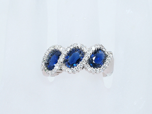 Fujiya ◆ Sapphire /1.50CT Diamond /0,34CT PT900 Design Ring #13.5 готово