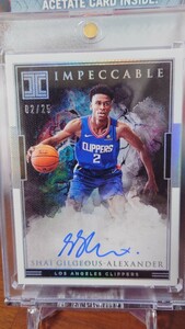 2018-19 Panini.Impeccable. Shai Gilgeous-Alexander（シェイ　ギィルジャス-アレキサンダー）2/25 ジャーナン直筆サインカード