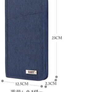 パスポートパッケージ 収納パッケージ 多機能ドキュメントバッグ 航空券フォルダ ポータブルカード証明書パッケージ(青)