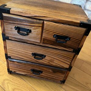 三段小物入れ引き出し 焼杉