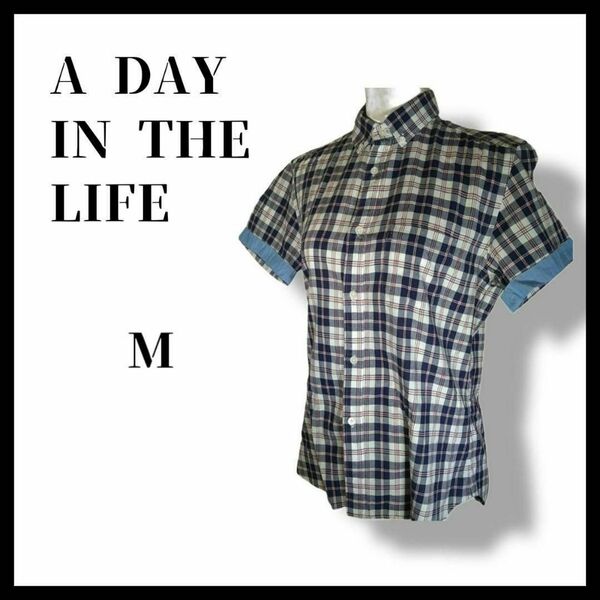 【送料無料】A DAY IN THE LIFE チェックシャツ 半袖 M 収納