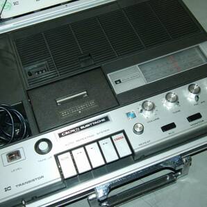 希少 CROWN BUSITTACHE アタッシュケース型 テープレコーダー マイク付 CRC-9950F ラジカセ 昭和レトロ 当時物 1974年 取説あり /BK15の画像2