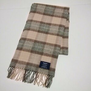 Johnstons of Elgin ジョンストンズ マフラー ストール 茶×グレー系 チェック柄 カシミア スコットランド製