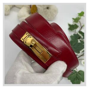 HERMES エルメス ケリー　○W刻印 ベルト レッド 系 レザー