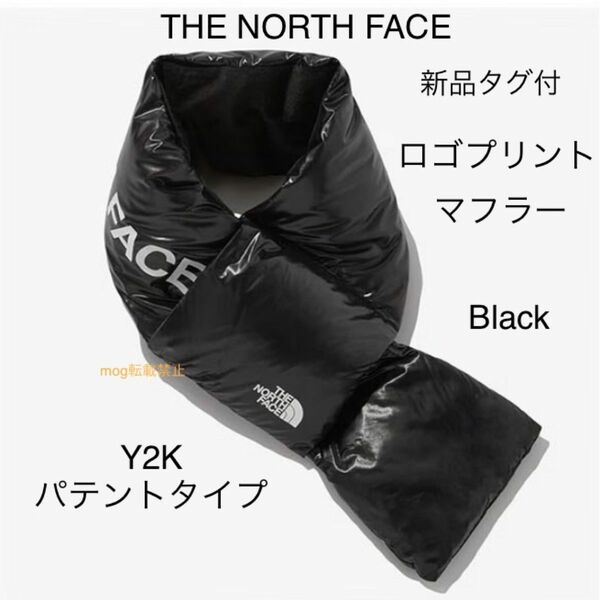 THE NORTH FACE 新品　ノースフェイス【パテントタイプ　プリントロゴ】黒　中綿マフラー 