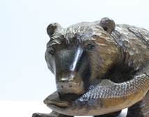木彫り熊 北海道 民芸品/工芸品 熊の木彫り 置物　クマ くま 木彫　熊　中古 ya0634_画像2
