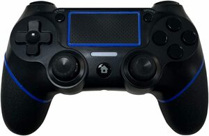 PS4 コントローラー Bluetooth ワイヤレス ゲームパッド 振動機能 充電式 日本語説明書 （ブラック・ブルー　黒・青）