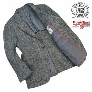 極美品 J.PRESS×Harris Tweed ジェイプレス ハリスツイード 3B段返 テーラードジャケット サイズC-90.W-76.T-165(S-M相当) グレー A2850