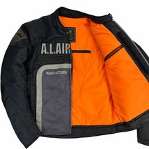 人気 ALPHA INDUSTRIES アルファ N-3B(N) ライダースジャケット サイズL ブラック グレー 劣化有 バイクウェア ライディング BIKE A2859_画像3