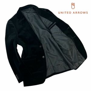 極美品 UNITED ARROWS ユナイテッドアローズ ベロア 2Bテーラードジャケット サイズ44/S-M相当 ブラック 美シルエット 日本製 上質 A2894