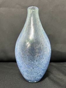 未使用 北一ガラス 小樽 ガラス 花瓶 花器 水色 硝子工芸 北海道 