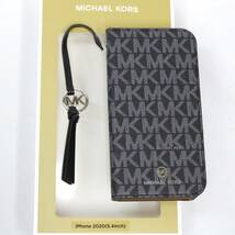 マイケルコース【MICHAEL KORS】iphone12mini／iphone用ケース／手帳型／シグネチャー／ブラック グレー／ストラップ付／2304-K0187V(NT)_画像1