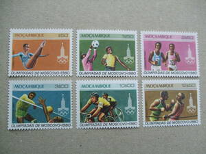 モザンビーク　１９８０年　モスクワ オリンピック　６種完　未