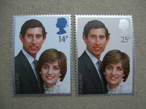 イギリス　１９８１年　チャールズ皇太子 成婚　２種完　未使用