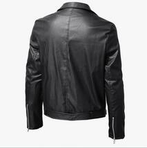 レザージャケット メンズ ライダースジャケット 革ジャン 皮ジャンバイクジャケット ジャケット オシャレ春秋冬 S~5XL ブルー_画像7