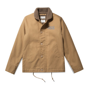 JUNGLE CROSS 11.5oz　 Deck Jacket ミリタリージャケットUSS ファー襟メンズ N-1 デッキジャケット ボア 裏起毛 ウール混Ｓ～ＸＸＬカーキ