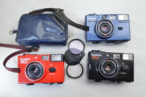 Konica C35 EF3/EFJ 赤 黒 青 3色セット フィルムカメラ アンティーク 骨董
